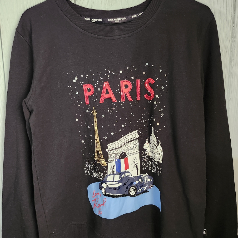 Karl Lagerfeld Black Paris Graphic Top